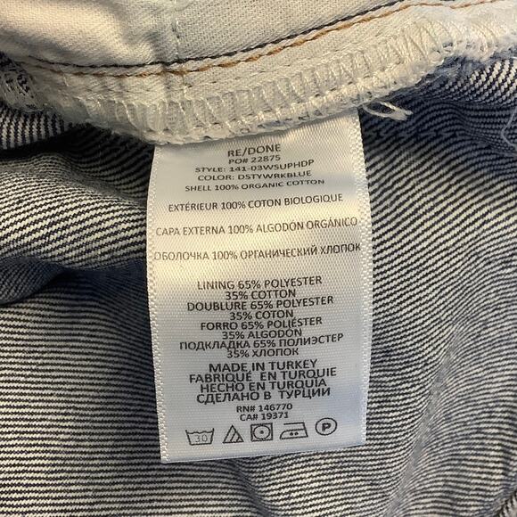 NEW! RE/DONE Super High Drainpipe Size 24 Destroy Wrecking Blue $325 msrp G22-10 - Picture 8 of 9